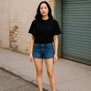 American Eagle Outfitters Size 4 Blue Shortie Denim Jean Cut Off Bootie Shorts